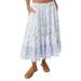 Full Swing Floral Border Detail Cotton Blend Midi Skirt