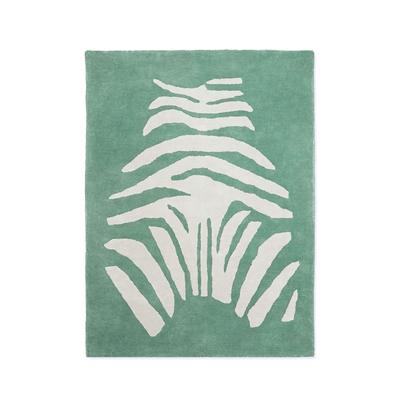 Tapis enfant, Coton bio GOTS, Vert et motif écru, 120x170cm