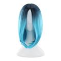 Desertasis wig gradient short straight hair bobo blue gradient Party Wig Gradient Short Straight Hair Highlight Female Wig Cosplay Wig Realistic Straight With Flat Bangs Natural As Real Hair