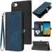 for iPhone 8 Case Wallet/iPhone 7 Case for iPhone SE 2020/iPhone SE 3rd Gen Case 6/6S Flip Cases Magnetic Leather Stand RFID-Blocking Card Holder Strap Shockproof Protective Cover (Blue)