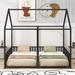 2 in 1 Beds House Shaped Metal Twin Size House Platform Beds, Two Shared Beds
