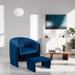 Accent Chair with Ottoman, Mid Century Modern Barrel Chair Upholstered Club Tub Round Arms Chair for Living Room, Navy