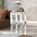 Modern Glass Mirrored Side Table, Easy Assembly End Table with Crystal Design and Adjustable Height Legs, Silver