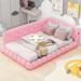 Upholstered Full Size Platform Bed with LED Lighting, USB Ports, and Teddy Surface - Pink/White - Sturdy Construction