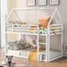 Twin over Twin House Bunk Bed with Slide and Built-in Ladder, Sturdy Metal Frame with High Guardrail, Timeless and Elegant