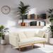 Velvet Sofa Accent Sofa Loveseat Living Room Furniture Loveseat Sofa with Metal Feet Sofas&Couches, White Teddy