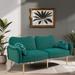 Couches for Living Room Mid Century Modern Velvet Loveseats Sofa with 2 Bolster Pillows Loveseat Armrest for Bedroom, Olive