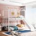 Twin Over Twin Metal Bunk Bed, Kids Bed, with Slide - Playful House Design, Sturdy Frame, White with White Slide