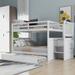 Gray/White Full over Full Bunk Bed with Twin Size Trundle with Storage Stairs and 4 Drawers, Safety Guardrails