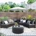 6 Pieces Outdoor Rattan Half Round Patio Sectional Sofa Set with Multifunctional Round Table