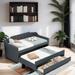 Twin Size Bedroom Bed Upholstered Daybed with Twin Size Trundle and Three Drawers Bedroom Furniture, Beige