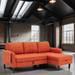 Living Room L-Shaped Sleeper Sectional Sofa Reversible Sleeper Sectional Sofa with Storage Chaise, Orange