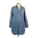 Velvet Heart Casual Dress - Mini Collared 3/4 sleeves: Blue Print Dresses - Women's Size Large