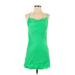 Zara Casual Dress - Mini Plunge Sleeveless: Green Print Dresses - Women's Size X-Small