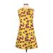 Alice + Olivia Cocktail Dress - A-Line Crew Neck Sleeveless: Yellow Floral Dresses - Women's Size 6