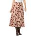 Plus Size Women's Corduroy skirt by Woman Within in New Khaki Watercolor Floral (Size 14 W)
