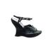 Prada Wedges: Black Solid Shoes - Women's Size 37 - Open Toe