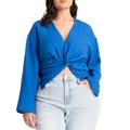 Plus Size Women's Multi-Tie Wrap Top by ELOQUII in Royal (Size 28)