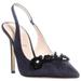 Kate Spade Shoes | Kate Spade Leighton Slingback Pointed Toe Women's High Heel Sz 6 Floral Accent | Color: Black/Blue | Size: 6