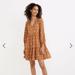 Madewell Dresses | Madewell Tie-Neck Tiered Mini Dress In Bloom Dot Size Small | Color: Orange/Tan | Size: S
