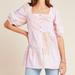 Anthropologie Tops | Anthropologie Maeve Gable Tiered Tunic Top, Striped Pink Blouse, Puffed Sleeves | Color: Pink/White | Size: M