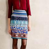 Anthropologie Skirts | Llama Alpaca Wool Striped Winter Hipster Line Hippie Chic Party Sweater Skirt | Color: Blue/White | Size: M