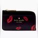 Kate Spade Bags | Kate Spade Madison Lip Toss Top Zip Card Holder Black Red Kiss Lips | Color: Black/Red | Size: Os