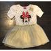 Disney Dresses | Disney Kids Minnie Mouse T-Shirt Tutu Dress White Gold Polka Dot 2t Gold Glitter | Color: Gold/White | Size: 2tg