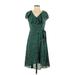 HD in Paris Casual Dress - Wrap: Green Polka Dots Dresses - Women's Size 2