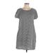 Roxy Casual Dress - Shift Scoop Neck Short sleeves: Gray Print Dresses - Women's Size Large