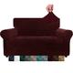 CHELZEN Velvet Couch Covers 2 Seater Thick Stretch Sofa Covers for Dogs Pets Non-Slip Love Seat Couch Slipcover Washable Furniture Protector for Living Room (2 Seater, Wine Red)