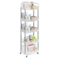Dttwacoyh,5 Tier Utility Cart with Handle, Mobile Rolling Storage Trolley with Wheels, Multifunctional Detachable Utility Storage Cart for Kitchen, Office, Bathroom, Laundry, Makeup,Silvery Tube