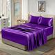 Homiest 4pcs Extra Deep Pocket Satin Sheets King Size Bed Set, 18-24 Inch Deep Pocket Bed Sheets Purple Satin Sheet Set, Silky Satin Bedding Set Luxury Fitted Sheet Set Fits Ultra Deep Mattress