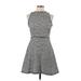 Zara Casual Dress - A-Line Crew Neck Sleeveless: Gray Print Dresses - Women's Size Medium