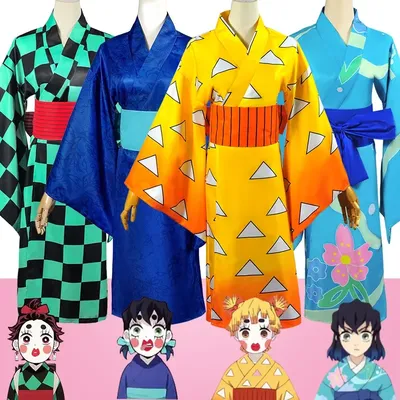 Agatsuma Zenitsu Anime Kimono Cosplay Costume Kamado Tanjirou Hashibira Inosuke fur s Kimetsu No
