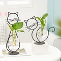 Vases à plantes hydroponiques créatifs vase à fleurs en fer chat vase à fleurs de Gand décoration