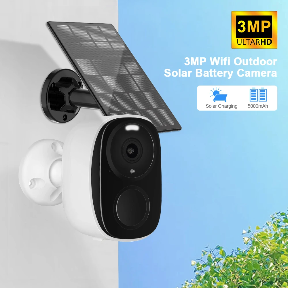 3MP sans fil sécurité Wifi caméra extérieure batterie solaire caméra PIR projecteur sécurité caméra solaire Protection de sécurité