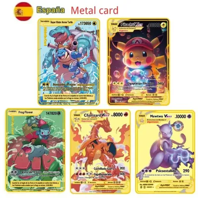 Cartes en métal Pokémon GX VMAX 173650 points édition limitée dorée Charizard collection de jeux