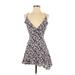 American Eagle Outfitters Casual Dress - Mini Plunge Sleeveless: Pink Floral Dresses - Women's Size X-Small