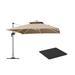 Arlmont & Co. Retonia 12Ft. Double Top Deluxe Square Patio Umbrella w/ Steel Plate Base in Brown | 108 H x 120 W x 120 D in | Wayfair