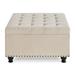 Alcott Hill® Chyenne 30" Wide Tufted Square Storage Ottoman Linen/Fade Resistant in Brown | 18.5 H x 30 W x 30 D in | Wayfair