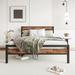 17 Stories Ballona Metal & Wood Platform Bed Wood & Metal/Metal in Black/Brown | 36.62 H x 54.53 W x 77.76 D in | Wayfair