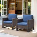 Latitude Run® Karrah Wicker Outdoor Lounge Chair w/ CushionSet Of 2 Wicker/Rattan in Black | 30.5 H x 29 W x 31 D in | Wayfair