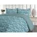 East Urban Home Leaf Print Duvet Cover Set Palm Tree Leaves Aqua Petrol Blue Seafoam in Blue/White | King Duvet Cover + 2 Standard Shams | Wayfair