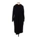 Zara Casual Dress - Midi High Neck 3/4 sleeves: Black Print Dresses - Women's Size Small