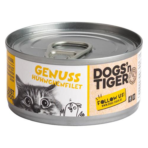 Sparpaket: 24x70g Dogs'n Tiger Cat Filet Hühnchenfilet Katzenfutter nass