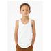 Bella + Canvas 3480YCV Youth Heather CVC Tank Top in Solid White Blend size Large | 52% airlume combed and ringspun cotton, 48% polyester
