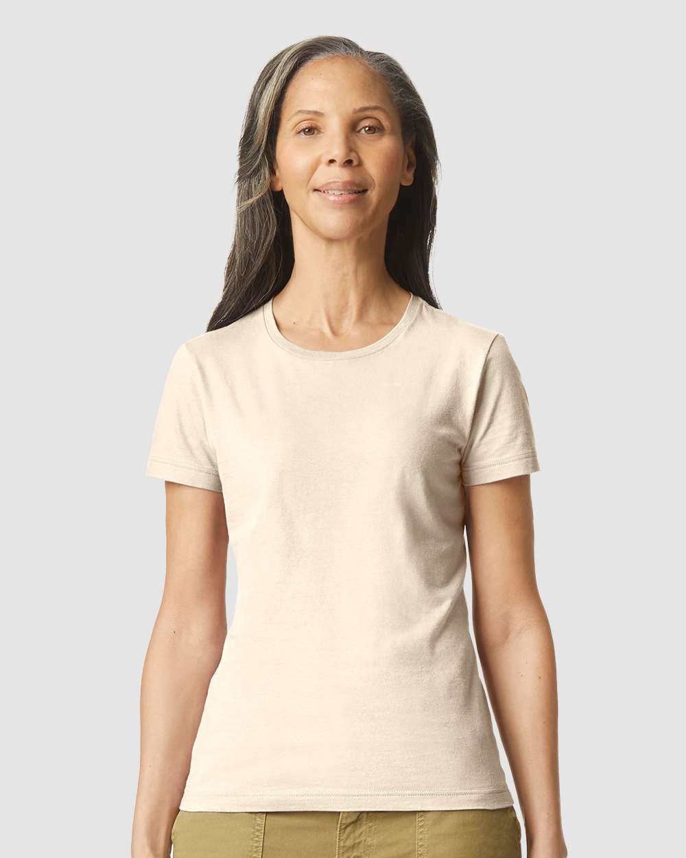 Gildan G640L Women's Softstyle Womenâ€™s T-Shirt in Sand size Medium | Cotton 64000L