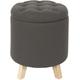 Pouf coffre rond pieds en bois eleonor gris