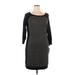 Apt. 9 Casual Dress - Sheath Scoop Neck 3/4 sleeves: Black Chevron/Herringbone Dresses - New - Women's Size X-Large